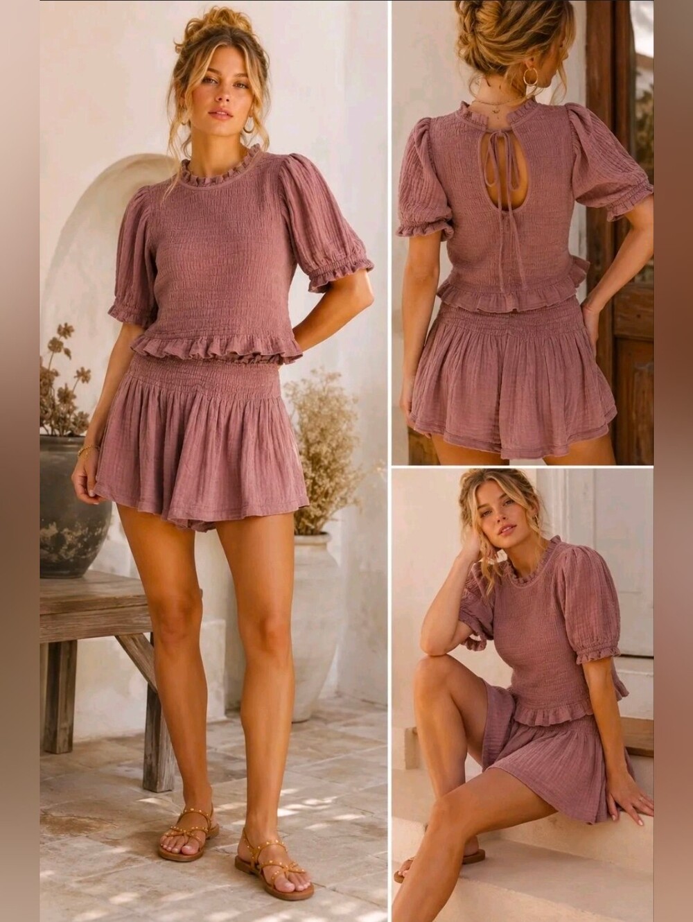 Free People Free-est A Sight To See 2 Piece Set Woodrose NWT Size S 🌸